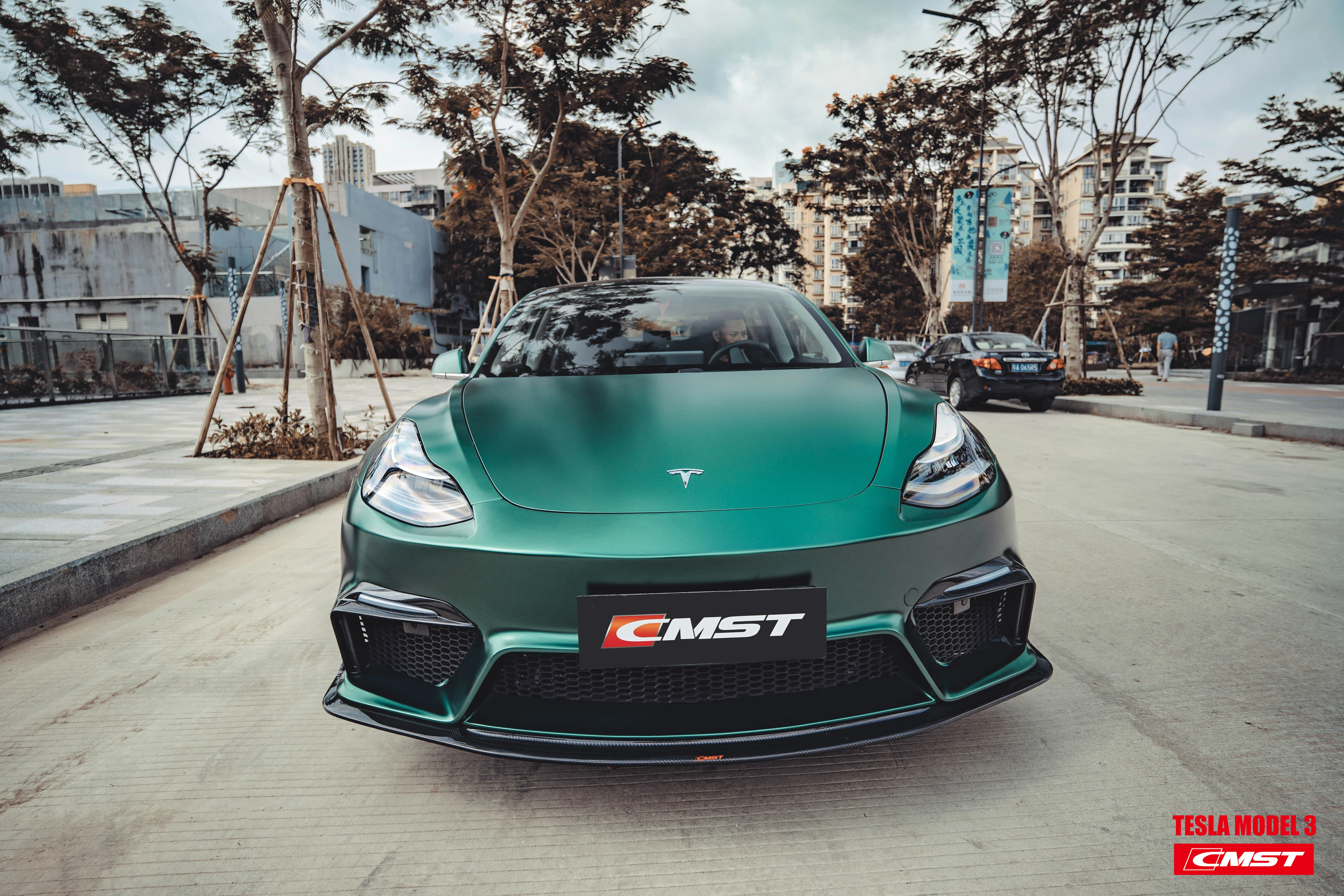 CMST Tuning Carbon Fiber Front Bumper for Tesla Model 3 Ver.1 with Carbon Fiber Canards & Front Lip - Image 4