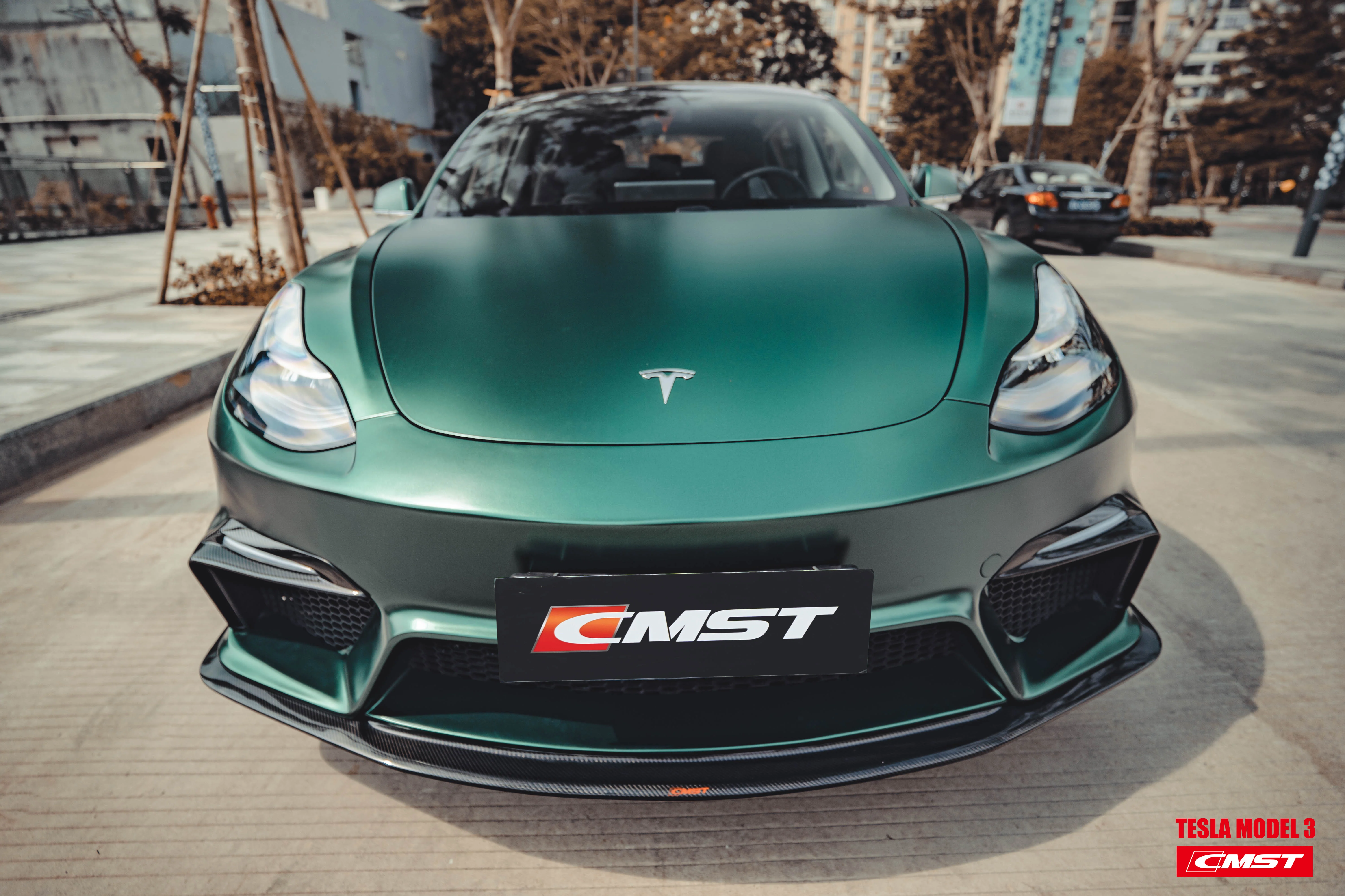 CMST Tuning Carbon Fiber Front Bumper for Tesla Model 3 Ver.1 with Carbon Fiber Canards & Front Lip - Image 8