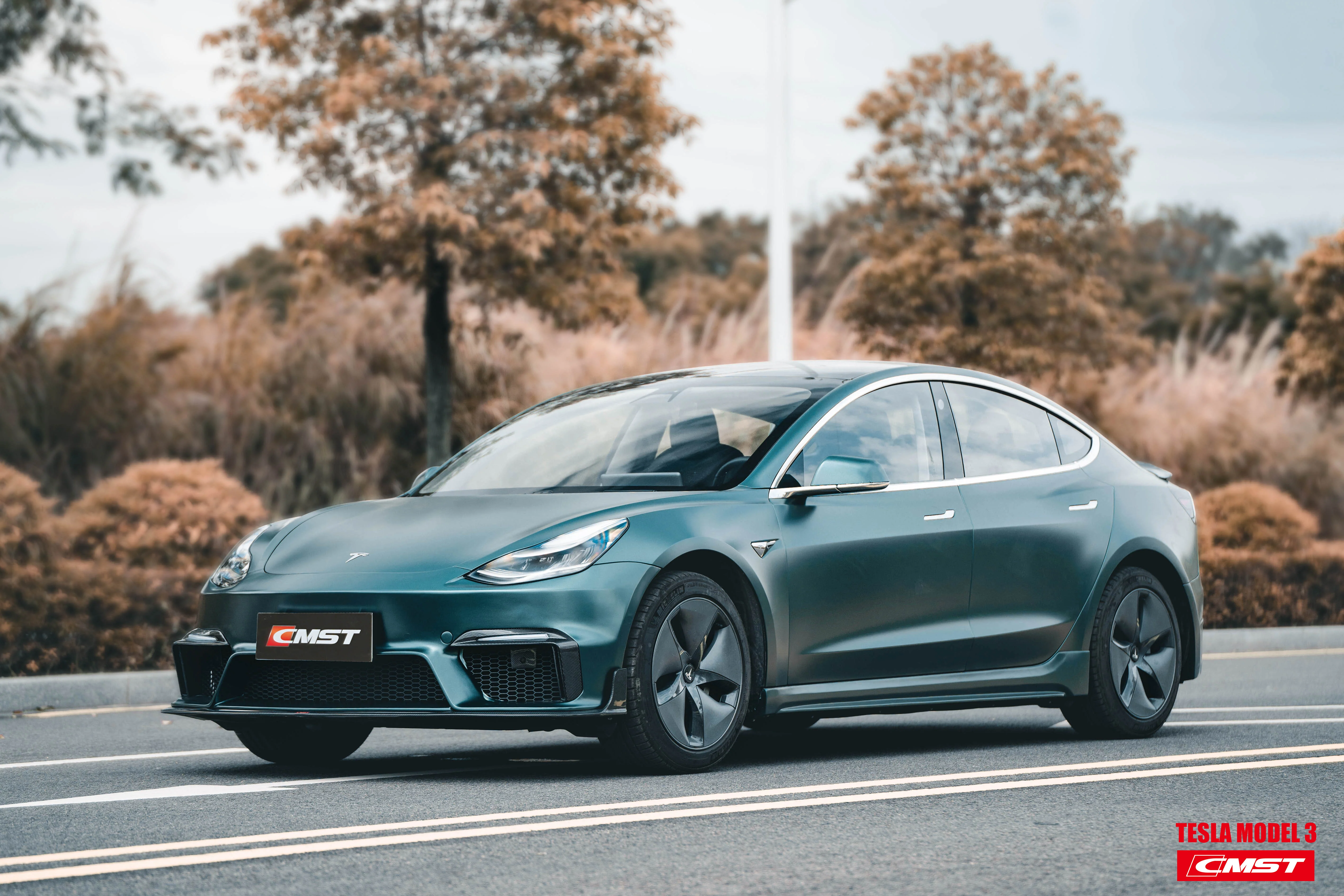 CMST Tuning Carbon Fiber Front Bumper for Tesla Model 3 Ver.1 with Carbon Fiber Canards & Front Lip - Image 9