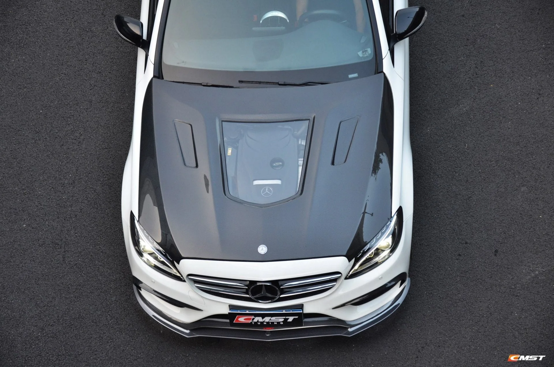 CMST Tuning Carbon Tempered Glass Transparent Hood For Mercedes Benz 2015-2020 W205 C300 C43 Sedan Coupe 2 Door 4 Door Ver.1 - Image 4