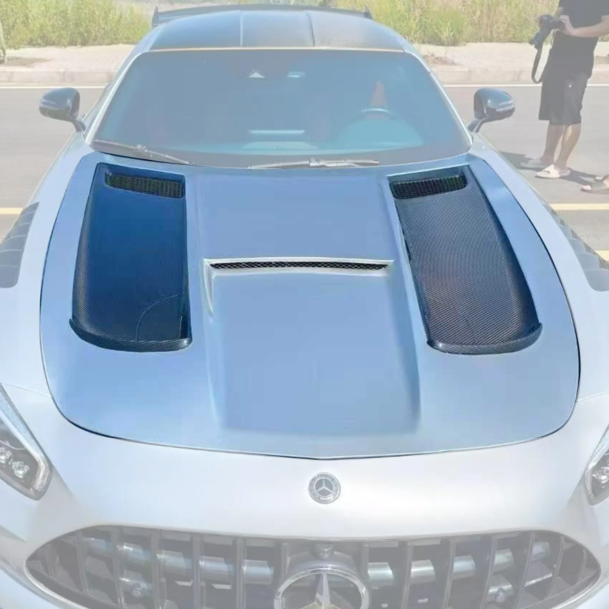 Kid Louis Mercedes Benz C190 AMG GT GTS GTC GTR Dry-Carbon Fiber Hood / Bonnet Black Series Style 2015 - 2021 - Image 3
