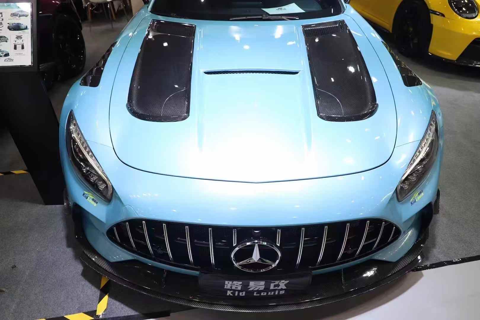 Kid Louis Mercedes Benz C190 AMG GT GTS GTC GTR Dry-Carbon Fiber Hood / Bonnet Black Series Style 2015 - 2021 - Image 5
