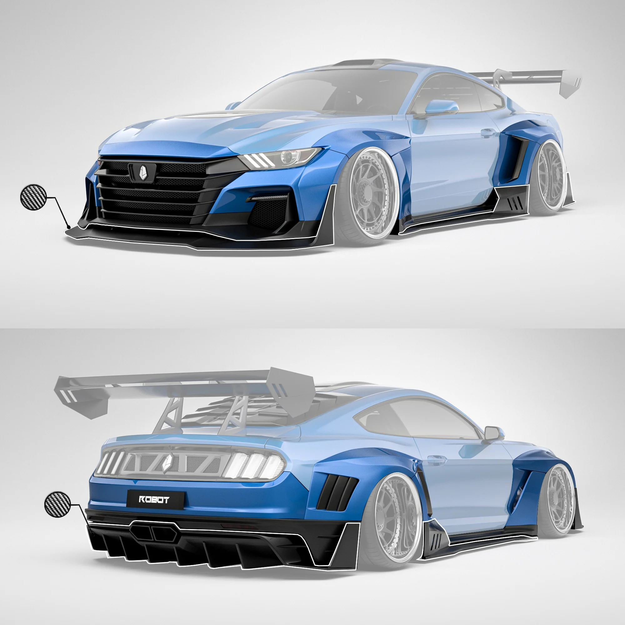 Robot Craftsman Ford Mustang Dawn Widebody Kit 2015-2023 - Image 25