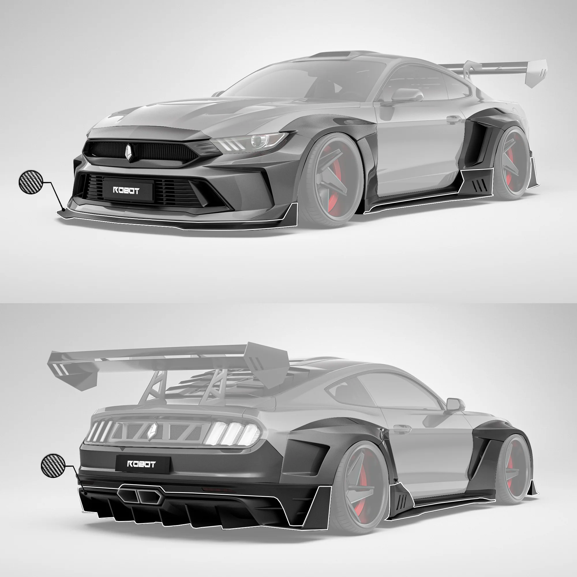Robot Craftsman Ford Mustang Dusk Widebody Kit 2015-2023 - Image 33