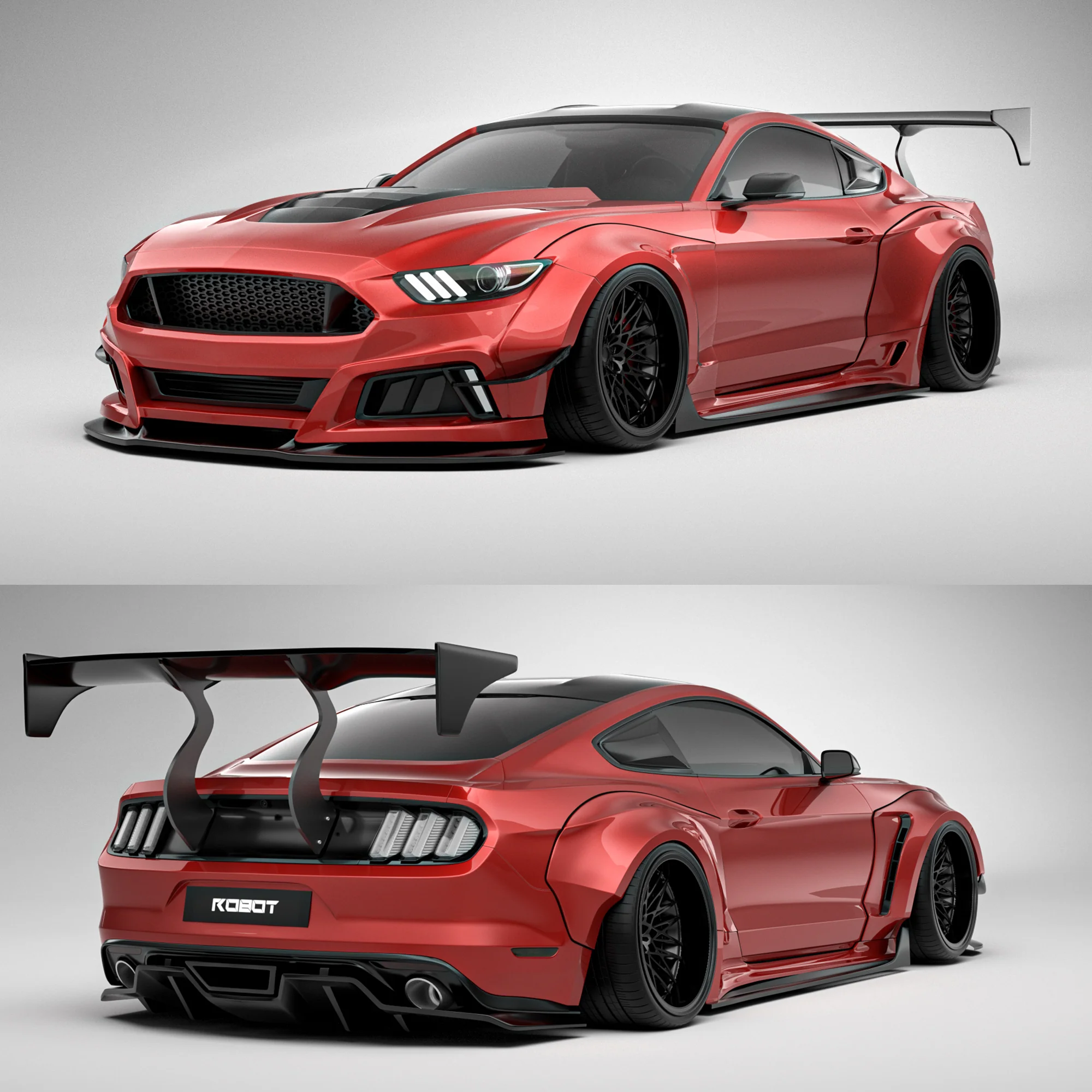 Robot Craftsman Ford Mustang V2 Fibre Glass Reinforced Plastic Complete Body Kit 2015-2023 - Image 2