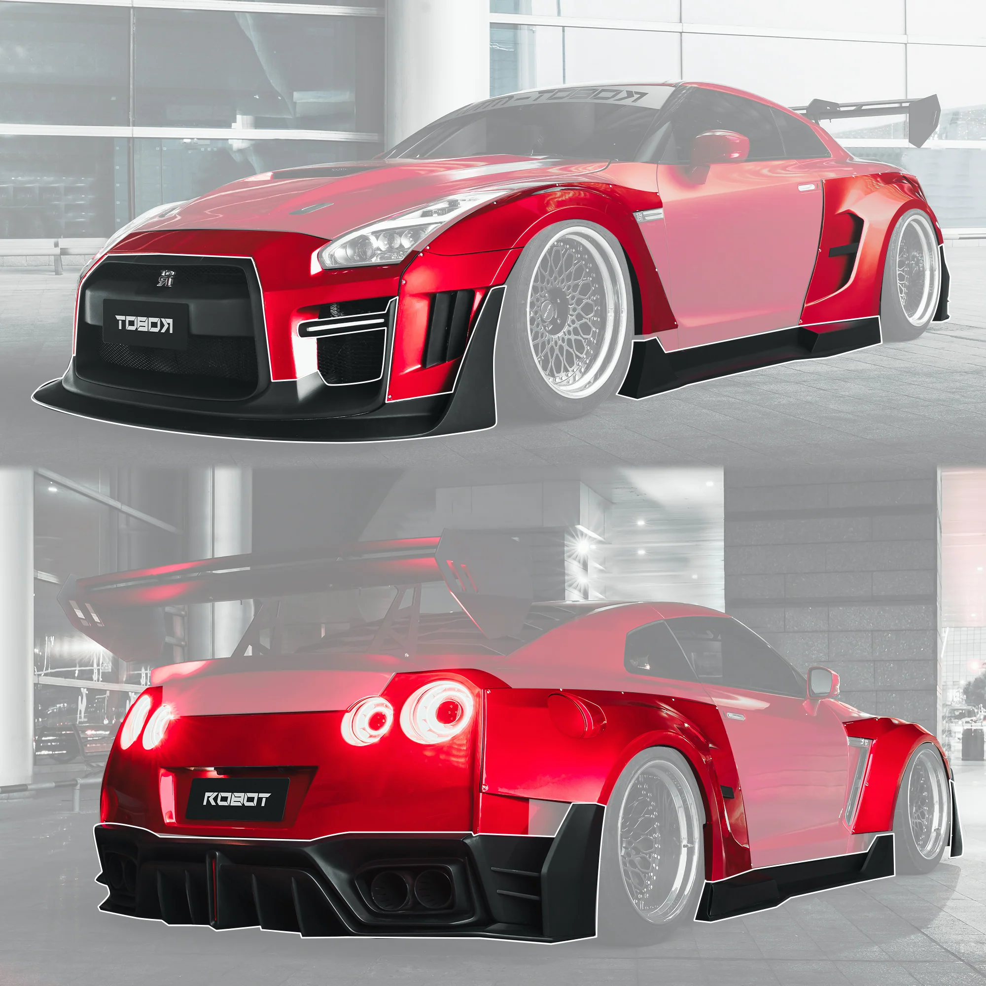 Robot Craftsman Nissan GTR Body Kit R35 WIDEBODY Fibre Glass Reinforced Plastic Complete Body Kit (FRP) - Image 31