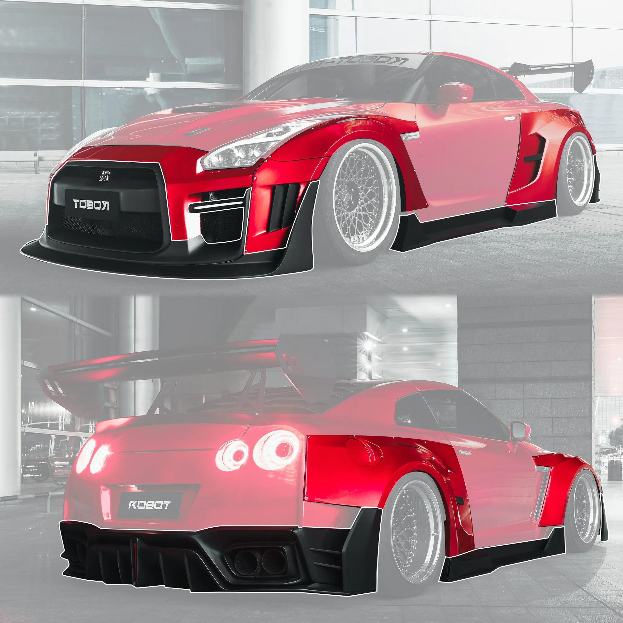 Robot Craftsman Nissan GTR Body Kit R35 WIDEBODY Fibre Glass Reinforced Plastic Complete Body Kit (FRP) - Image 32
