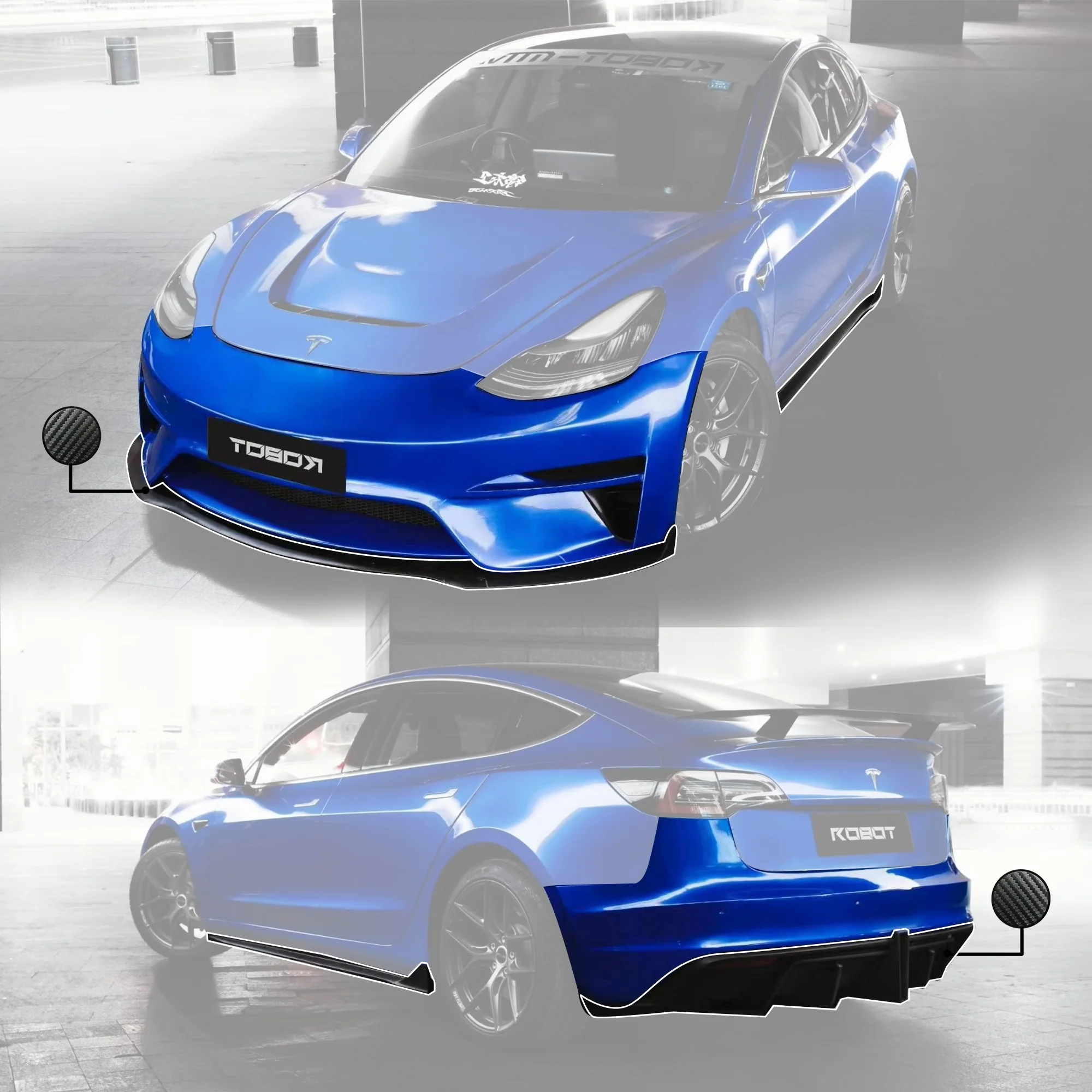 Robot Craftsman Tesla Model 3 "Crypton" Fibre Glass Reinforced Plastic Complete Body Kit (FRP) - Image 19