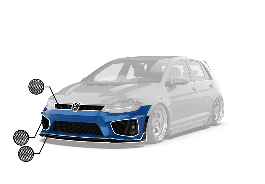 Robot Craftsman Volkswagen Golf / GTI / Golf R MK7 MK7.5 Fibre Glass Reinforced Plastic Complete Front Bumper (FRP) - Image 9