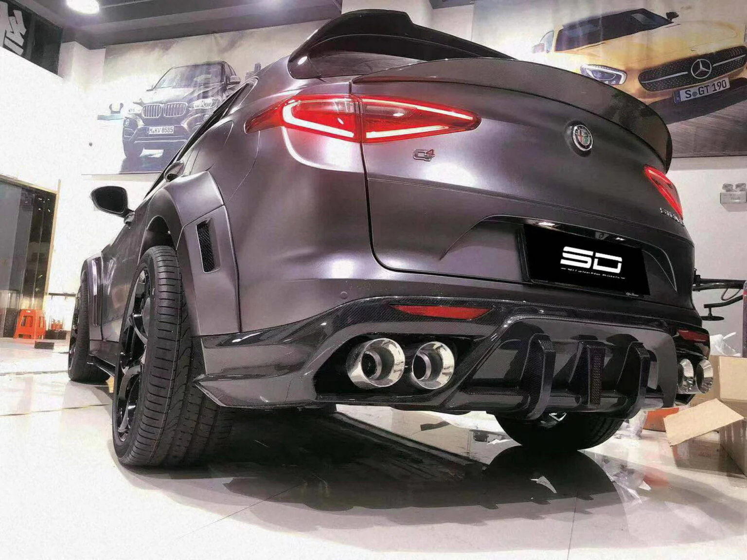 SD Carbon Partial Carbon Fiber Widebody Kit For Alfa Romeo Stelvio 2.0T - Image 39