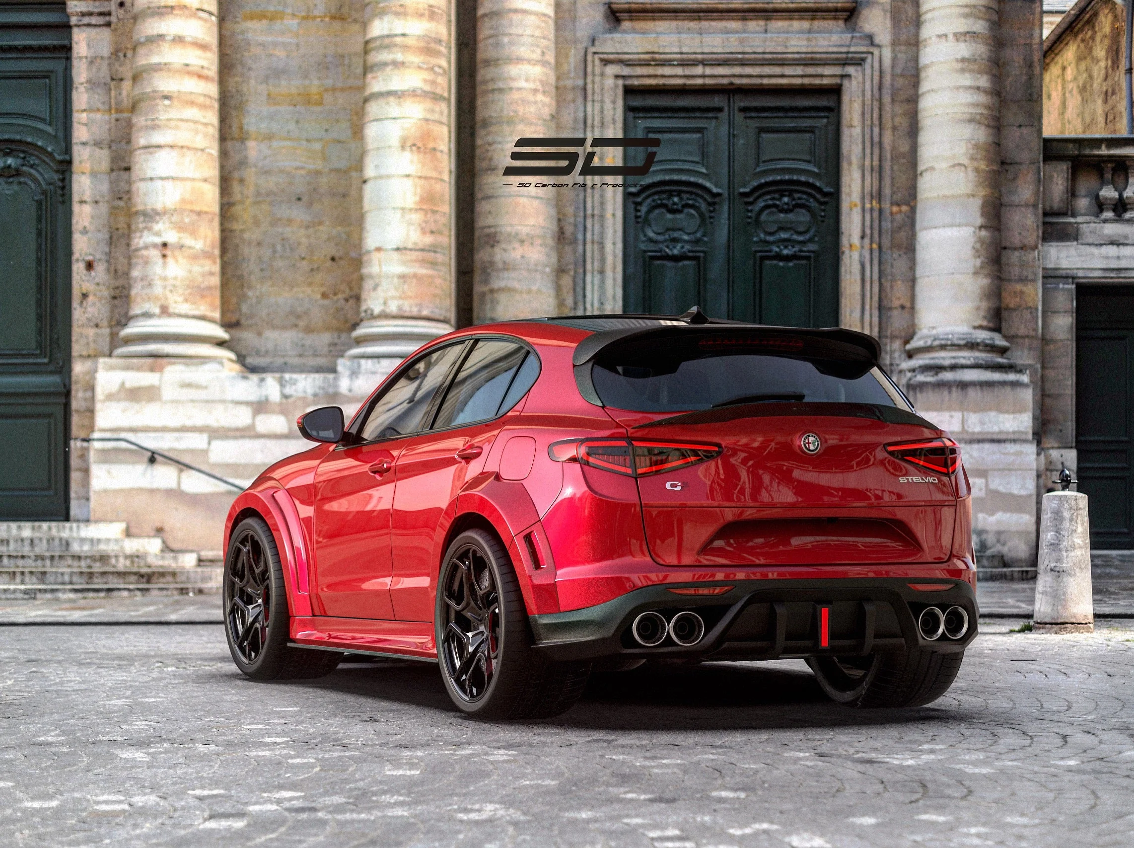 SD Carbon Pre-preg Carbon Fiber Rear Trunk Spoiler For Alfa Romeo Stelvio - Image 9